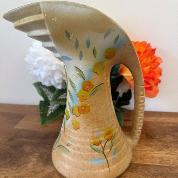 Chelsea England Art Deco Floral Pitcher Hand Painted Ceramic Vase English Potter - Picture 5 of 9